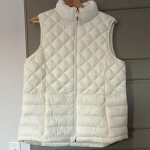 Ladies Cream Quilted Puffer Vest; Size L